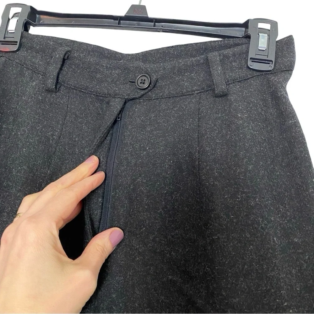 7115 By Szeki Wool Pants Womens Size Small Black Gray Tapered High Rise Waist
